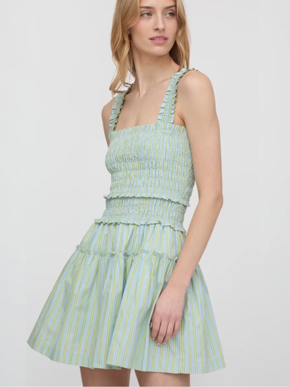 Hill House Home Azalea Mini Nap Dress Green Stripe